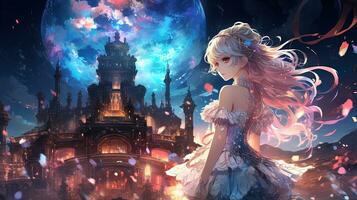 AI generated enchanted fantasy metaverse, digital art illustration, Generative AI photo