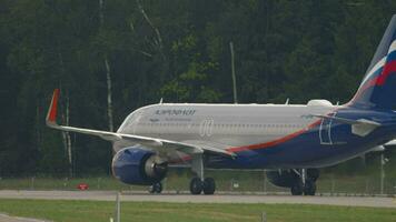 MOSCOW, RUSSIAN FEDERATION JULY 29, 2021 Airbus A320 251N, VP BPM of Aeroflot taxiing at Sheremetyevo airport, side view video