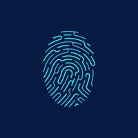 concept of cyber security or biometrics, an editable path graphic of fingerprint combined with maze vector