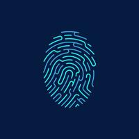 concept of cyber security or biometrics, an editable path graphic of fingerprint combined with maze vector