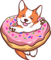 Cute Corgi in a Doughnut png