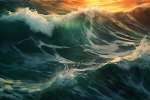 AI generated Turquoise Ocean Waves photo