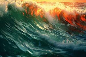 AI generated Turquoise Ocean Waves photo