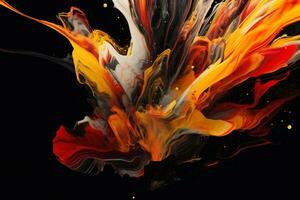 AI generated Ink Drops on Black background photo