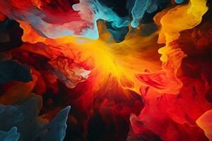 AI generated Ink Drops on Black background photo