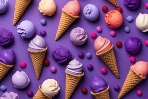 AI generated Sweet Ice cream Cones photo