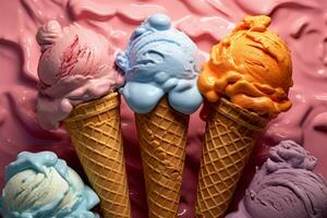 AI generated Sweet Ice cream Cones photo