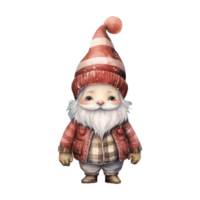 AI generated gnome with a cute red hat and sweater. AI generated image png