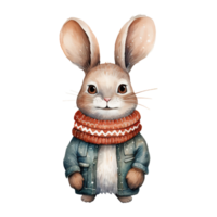 ai généré aquarelle de une lapin portant une chandail. ai généré image png