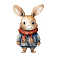 ai généré aquarelle de une lapin portant une chandail. ai généré image png