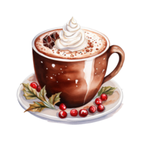 ai generado taza de caliente chocolate con azotado crema. ai generado imagen png