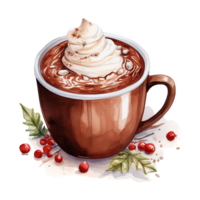 ai generado taza de caliente chocolate con azotado crema. ai generado imagen png