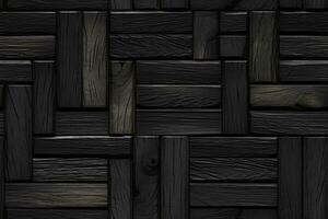 AI generated Seamless Black Wood Texture photo
