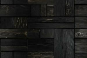 AI generated Seamless Black Wood Texture photo