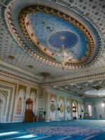 Hazrati Imam Mosque interior dome, mihrab, qibla and minbar, Tashkent, photo