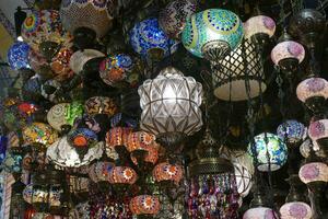 Exquisite glass lamps and lanterns in the Grand Bazaar photo