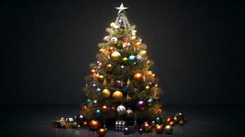 AI generated Christmas Tree with Decorations 1, Generative AI. photo