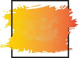 Abstract brush stroke frame, orange and yellow paint splatters on a white background vector