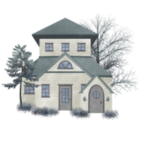 Watercolor Hand Drawn Modern Cottage png