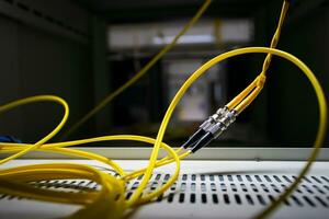 Fiber optic in data center room photo