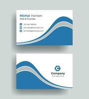 vector corporate Double-sided creative Professional modern simple unique blue minimalist gold elegant business card in red theme