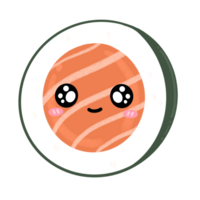 mignonne Saumon Sushi rouleau mascotte personnage kawaii dessin animé illustration png