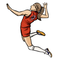 Volleyball girl player jumping action png