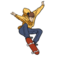 teenager skateboard player jump trick action png
