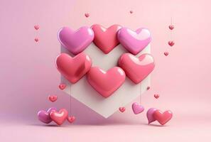 AI generated Envelope with a heart on a pink background. 3d rendering For valentine day. Love photo