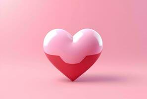 AI generated Valentines day background with pink hearts and heart frame. 3d rendering love photo