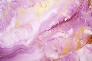 AI generated Abstract background of purple, gold and white marble liquid pattern with golden streaks photo