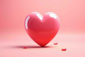 AI generated Valentines day background with pink hearts and heart frame. 3d rendering love photo