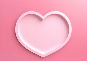 AI generated Valentines day background with pink hearts and heart frame. 3d rendering love photo