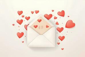 AI generated Envelope with a heart on a pink background. 3d rendering For valentine day. Love photo