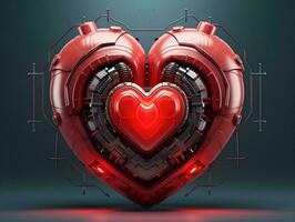 AI generated Red heart on a dark background. 3d rendering, 3d illustration. photo