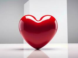 AI generated Red heart on a white background for valentine day love concept. 3d rendering, 3d illustration. photo