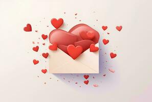 AI generated Envelope with a heart on a pink background. 3d rendering For valentine day. Love photo