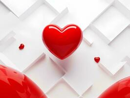 AI generated Red heart on a white background for valentine day love concept. 3d rendering, 3d illustration. photo