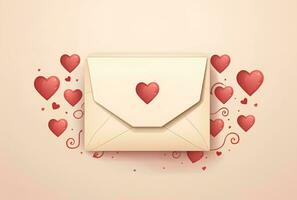 AI generated Envelope with a heart on a pink background. 3d rendering For valentine day. Love photo