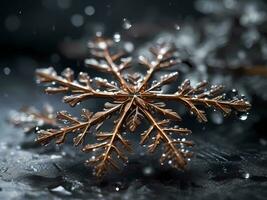 ai generado exótico elegancia copos de nieve ornamento en encantador Navidad esplendor foto