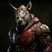 AI generated 3d super hero rhino photo