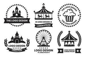 Carnival and festival logos in vintage style vector