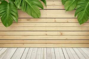 AI generated Empty wall background with tropical leaves. Pro Photo