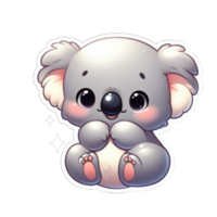 ai gegenereerd knuffelig koala met een liefhebbend hart, sticker png