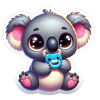 ai generiert knuddelig Koala mit ein liebend Herz, Aufkleber png