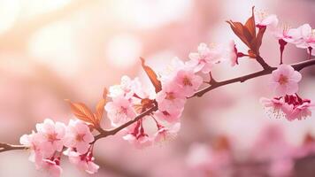 AI generated elegant floral celebration - cherry and plum blossoms in full bloom photo