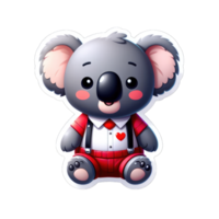 ai generiert knuddelig Koala mit ein liebend Herz, Aufkleber png