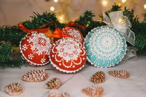 Christmas colorful cookies for background photo