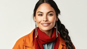 AI generated Beautiful Native American woman model photo