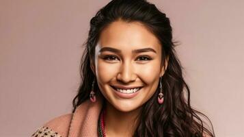 AI generated Beautiful Native American woman model photo